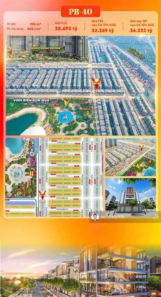 Góc phố biển siêu vip cửa ngõ biển hồ ocean, grand world, chỉ hơn 30 tỷ cho 155m2,  0962 284 ***