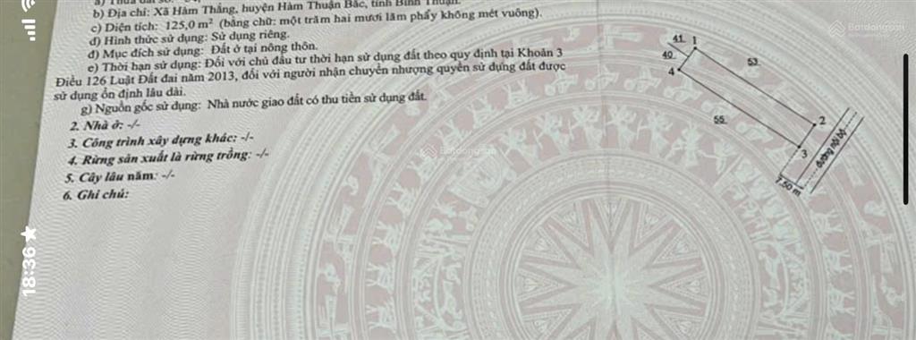 Cần bán lô đất thổ cư 125m2 khu lại an viên hàm thắng giáp bắc xuân an