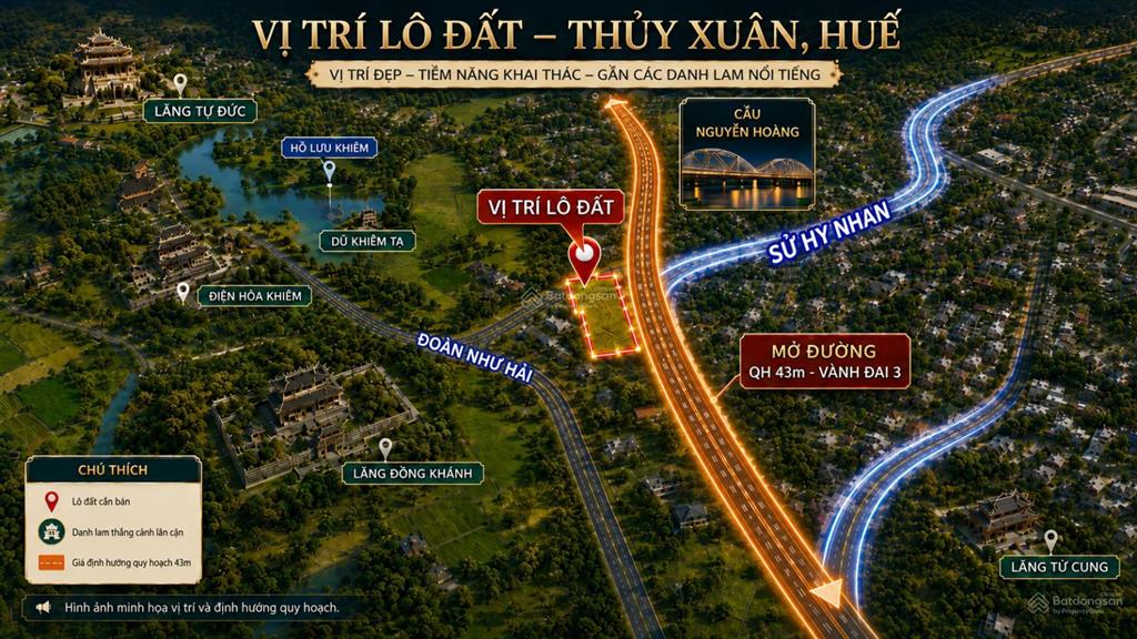 Bán quỹ đất gần 900m² thủy xuân, mặt tiền sư hy nhan  lê ngô cát  đường qh 43m, giá 18,5 tỷ