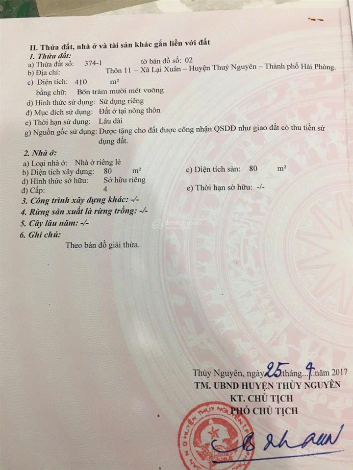 Bán đất thôn 11 , lại xuân , thuỷ nguyên , hải phòng.