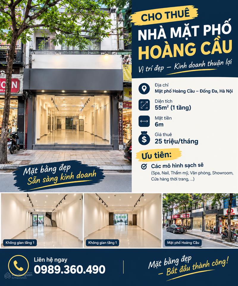 Cho thuê nhà mặt phố hoàng cầu đống đa  0989 360 ***