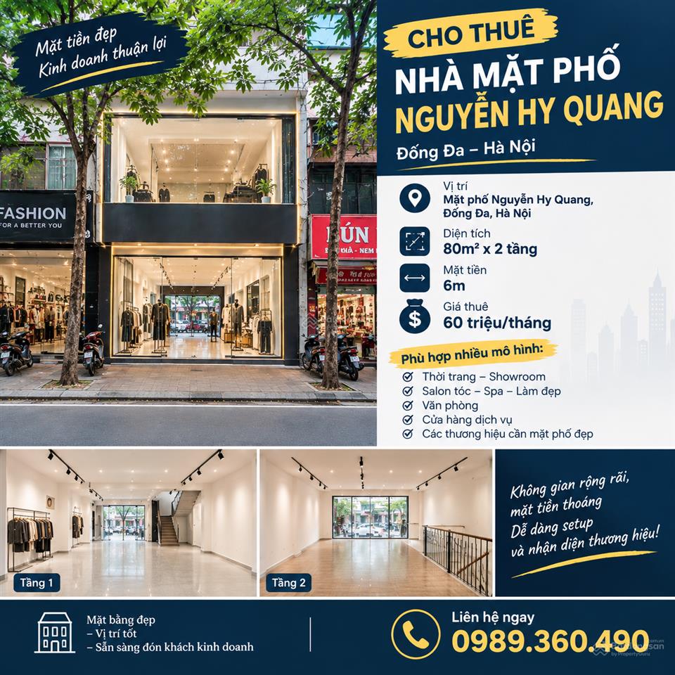 Cho thuê nhà mặt phố nguyễn hy quang đống đa