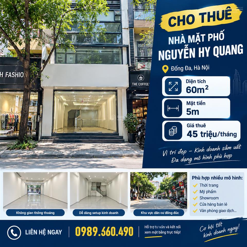 Cho thuê nhà mặt phố nguyễn hy quang vị trí kinh doanh đẹp