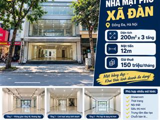 Cho thuê nhà mặt phố xã đàn mặt tiền khủng 12m