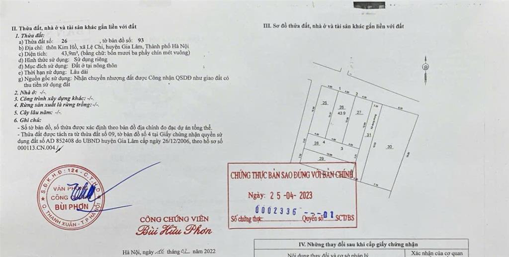 BÁN 44 M2 ĐẤT KIM HỒ – THUẬN AN, GIA LÂM – Ô TÔ ĐỖ CỬA – ĐƯỜNG THÔNG – GIÁ NHỈNH 3 TỶ