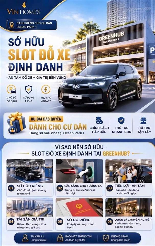 Chủ nhà gửi bán slot đỗ xe điện định danh 460 triệu vinhomes ocean park 1 | giá tốt hơn giá cđt