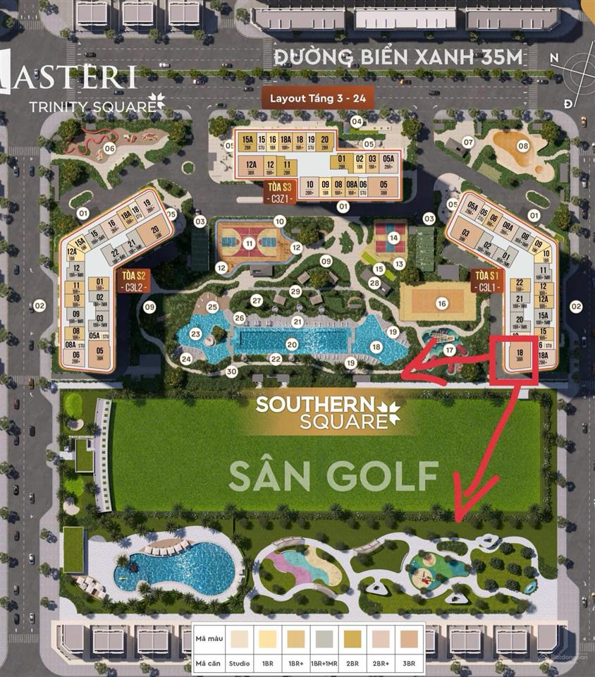 Chủ nhà cần bán gấp căn 3n hướng đông nam, tầng trung  masteri trinity square  giá tốt
