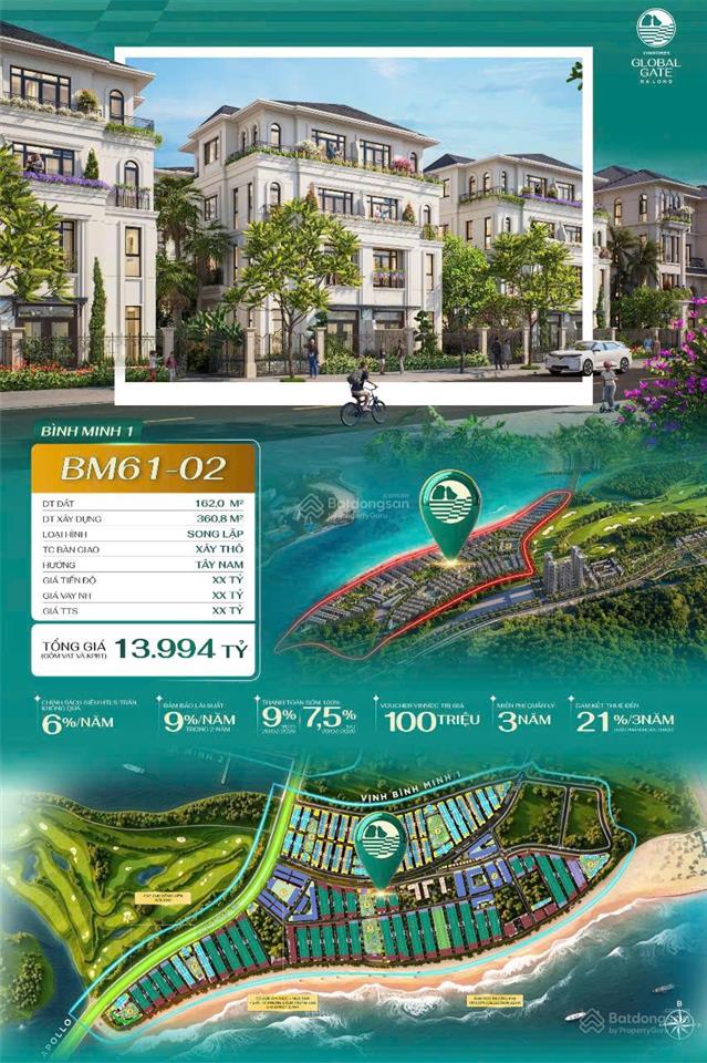 Biệt thự song lập sát biển giá siêu đầu tư 78tr/m² vinhomes hạ long xanh