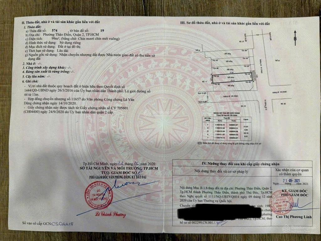 Bán đất thảo điền 99m2 xây hầm 6 tầng giá 27 tỷ