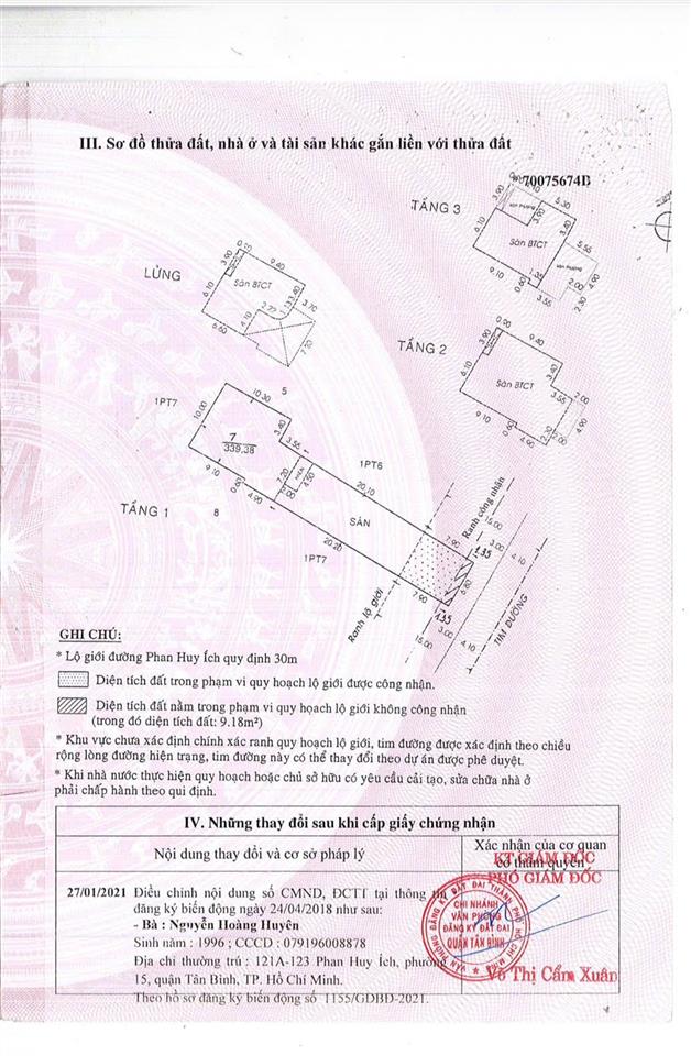 (118tr/m2)bán nhà phan huy ích, tân bình, 6,8x41m, công nhận 330m2, 4 tầng, giá 39 tỷ