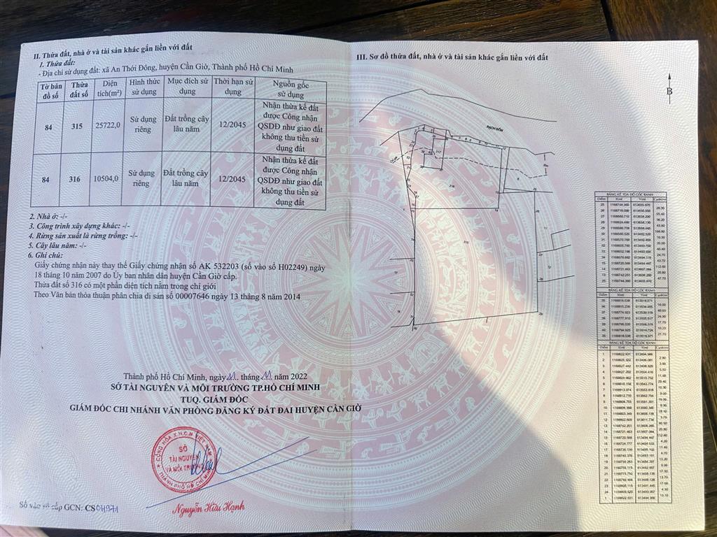 BÁN ĐẤT BỜ SÔNG – CẦN GIỜ - AN THỚI ĐÔNG -HỒ CHÍ MINH.