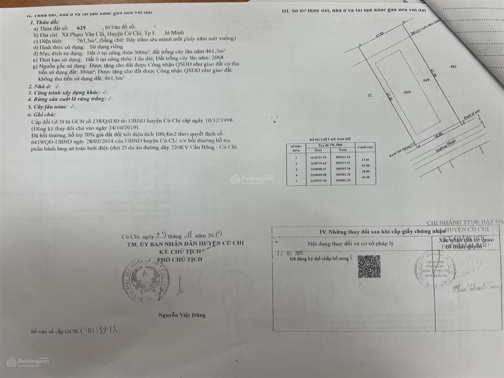 Bán nhà và đất chính chủ, mặt tiền nhựa 18m x 42m diện tích 761,5m2 (thổ cư 300m2)