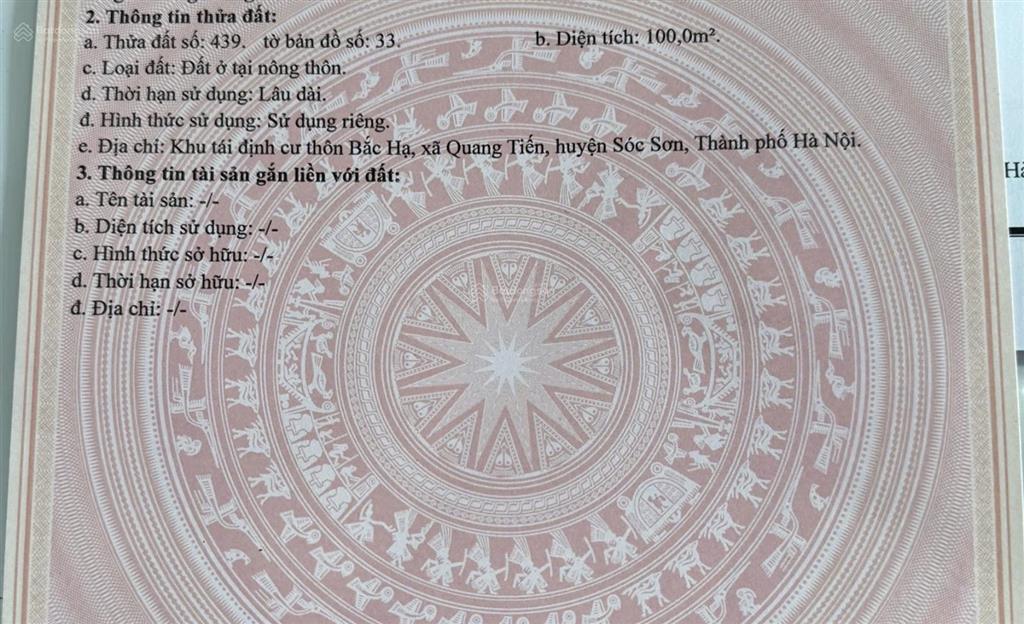 Chính chủ bán đất nền phân lô thôn bắc hạ xã quang tiến sóc sơn hà nội