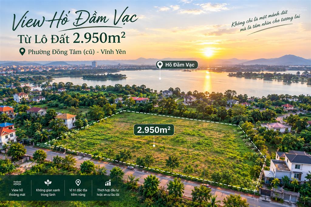 Cần bán ô đất diện tích 2950m tại vĩnh yên, sau lưng là hồ đầm vạc view cực thoáng  0936 806 ***