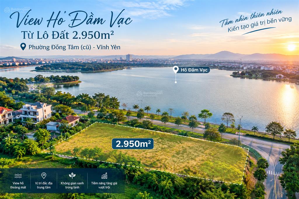Cần bán ô đất diện tích 2950m tại vĩnh yên, sau lưng là hồ đầm vạc view cực thoáng  0936 806 ***