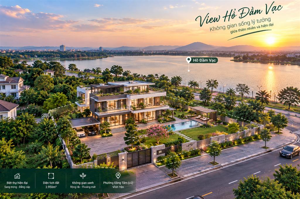 Cần bán ô đất diện tích 2950m tại vĩnh yên, sau lưng là hồ đầm vạc view cực thoáng  0936 806 ***