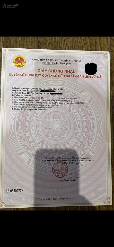 Bán đất mặt tiền đường số 19, khu chợ việt kiều, xã tân thông hội (cũ), xã mới củ chi