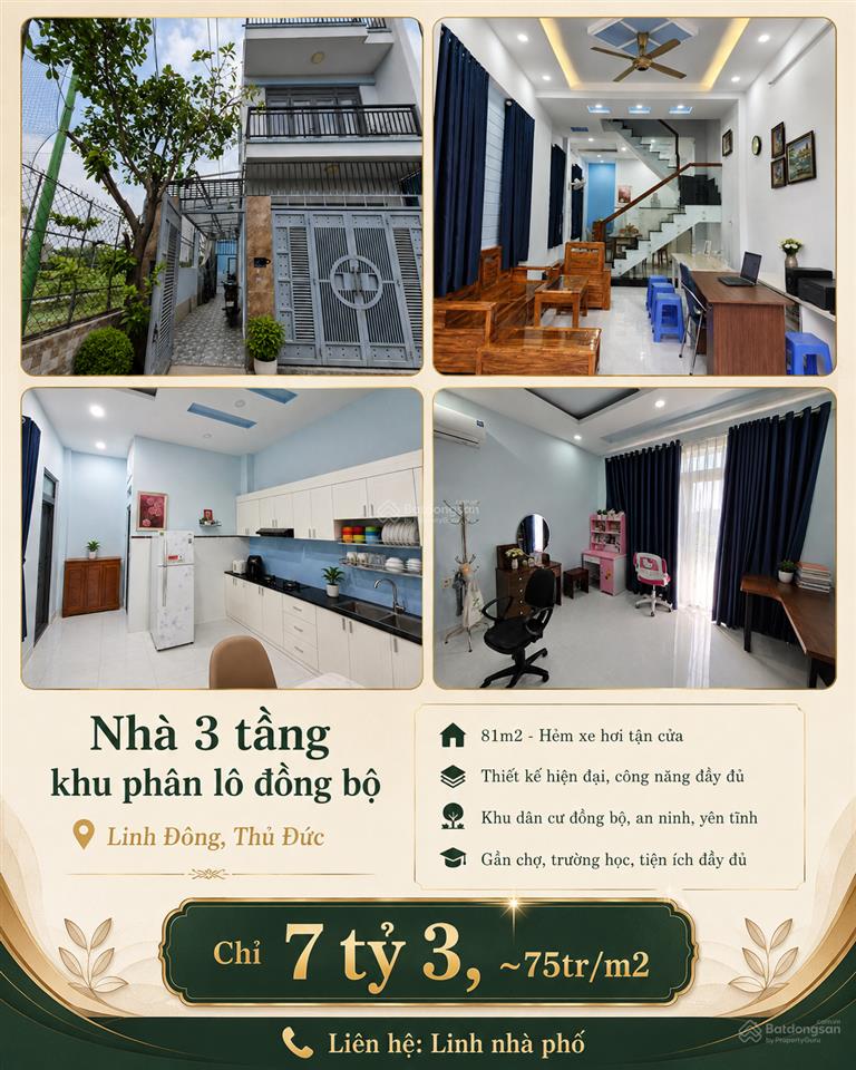 Bán nhà 3 tầng 81m2 gần chợ thủ đức, hẻm xe hơi, nhỉnh 7 tỷ