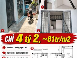 Bán nhà ngay đại học ngân hàng thủ đức chỉ 61tr/m2