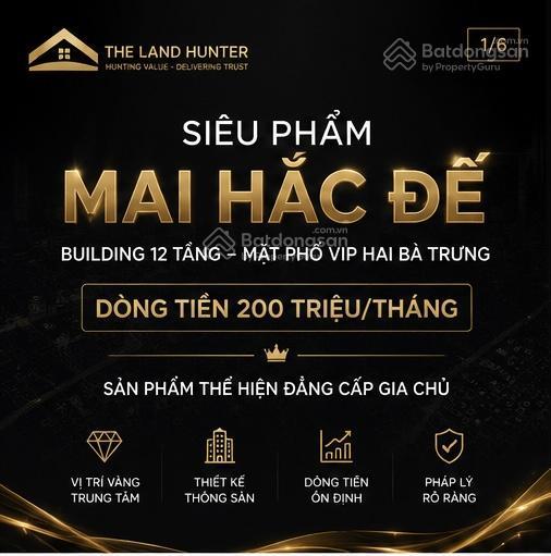 Bán building 12 tầng mặt phố mai hắc đế  103m  mt 6,5m  dòng tiền 200 triệu/tháng  120 tỷ
