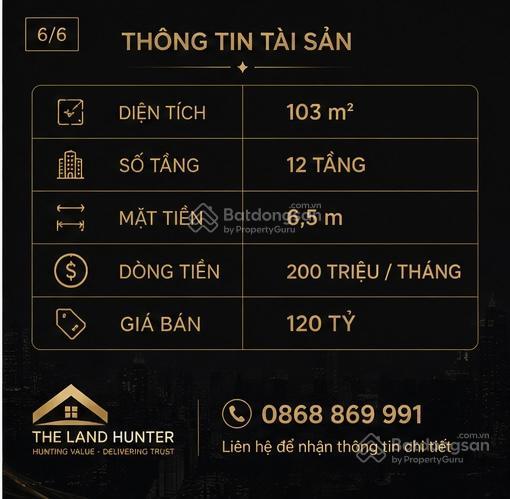 Bán building 12 tầng mặt phố mai hắc đế  103m  mt 6,5m  dòng tiền 200 triệu/tháng  120 tỷ