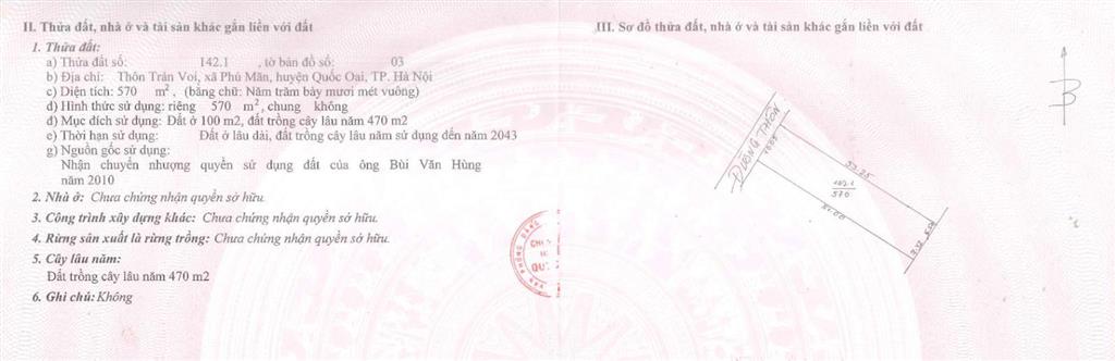 Bán 570m2 lô đất trục chính trán voi phú mãn