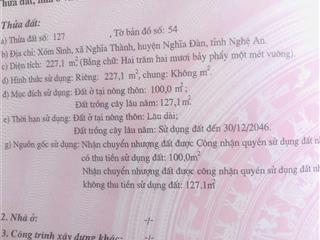 Chính chủ cần tiền bán gấp đất thổ cư nở hậu ngay gần chợ nghĩa thành  giá chỉ 790 triệu