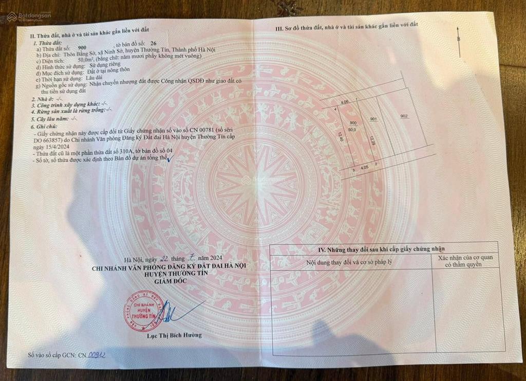 Bán đất ninh sở  thường tín. giá 3,65 tỷ
