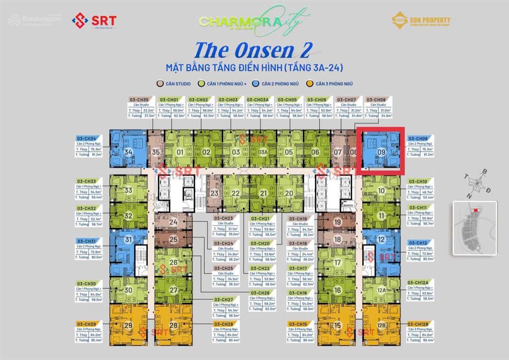 Căn góc 2pn toà onsen2 view thoáng, tầng cao, sở hữu lâu dài. ck lên đến 19,5%, giá gốc chủ đầu tư