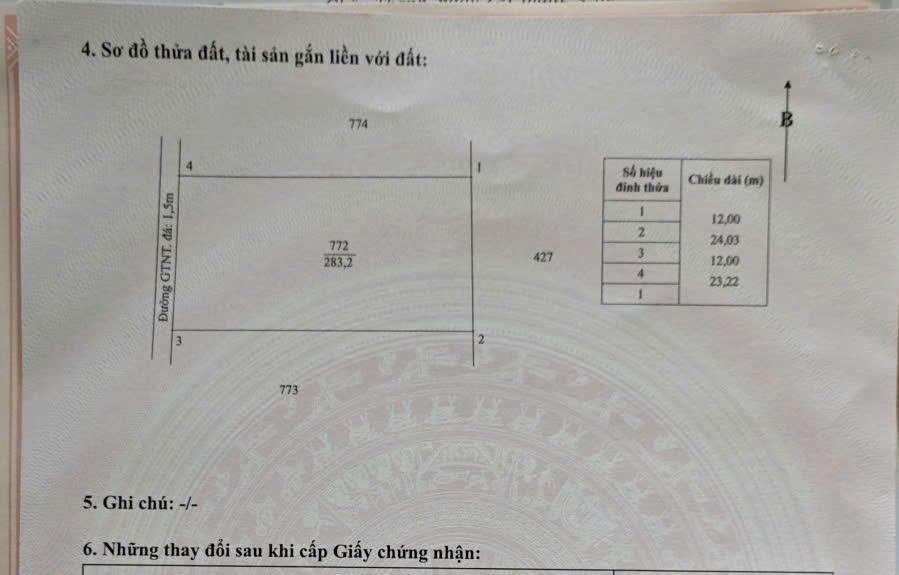 Bán thu hồi vốn lô đất thổ gần KCN Phú Ngãi Trị giá 720 triệu
