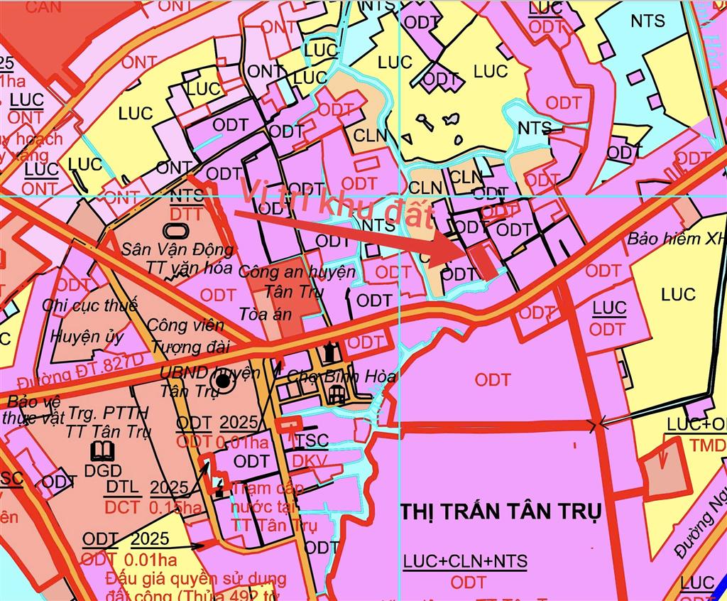 Bán lô đất thổ trung tâm xã Tân Trụ giá đầu tư 1,05 tỷ