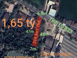 Bán lô đất thổ hai mặt tiền tỉnh lộ 833 giá 1,65 tỷ