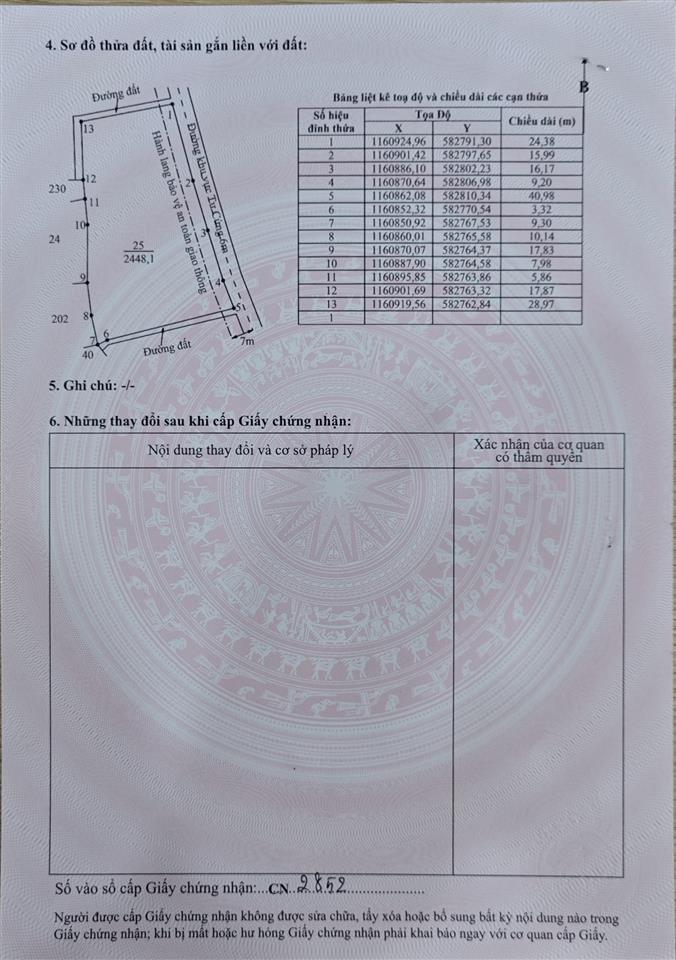 Bán lô đất lúa 4 mặt tiền chuyển thổ phân lô giá chốt 4 tỷ