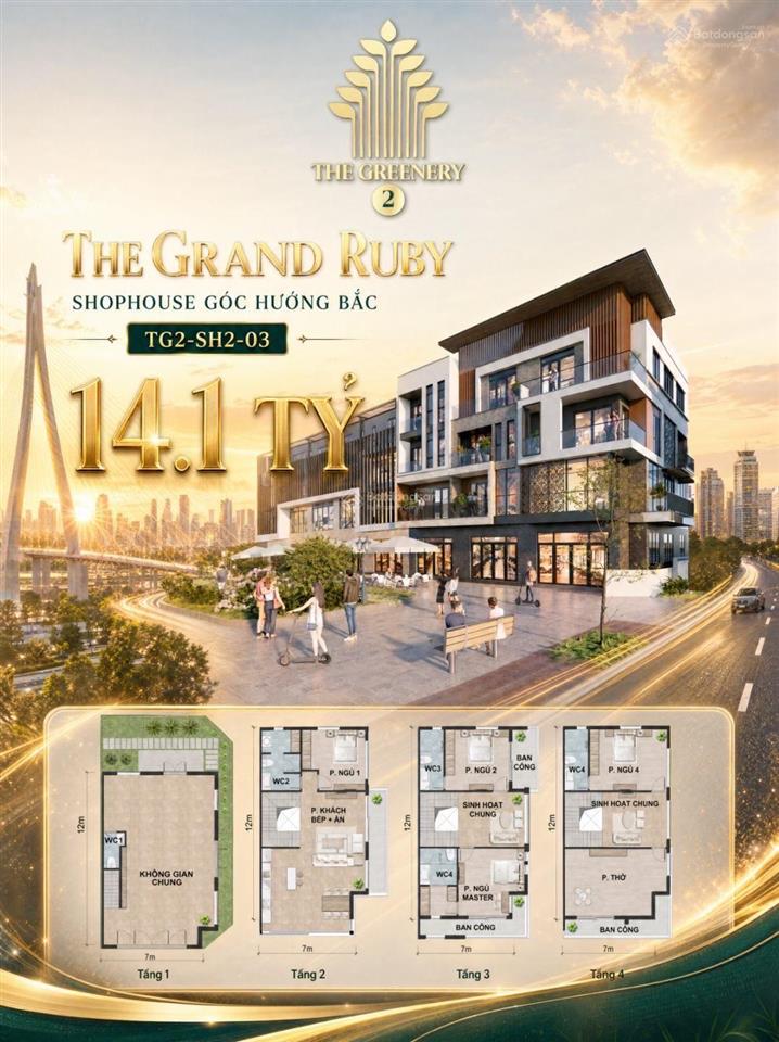 Bán shophouse căn góc siêu đẹp tại the greenery 2 hải phòng, 14,1 tỷ, 124m2, 6pn + 3wc