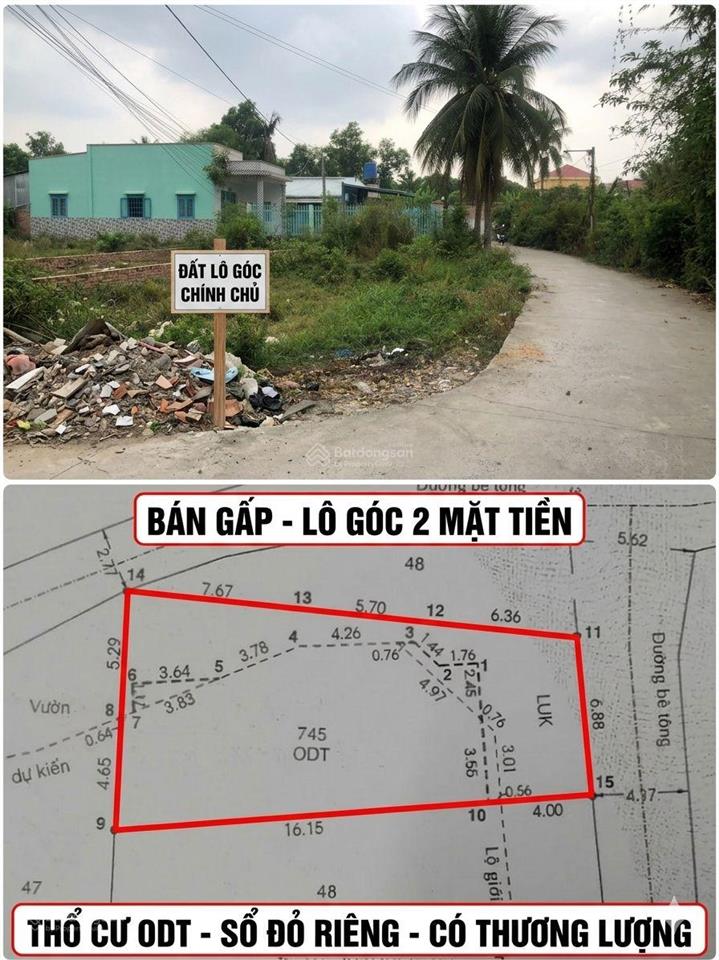 Chủ gửi bán đất thổ cư lô góc 2 mặt tiền gần chợ bình chánh 169,3m (102m ođt), giá cực tốt 3,3 tỷ