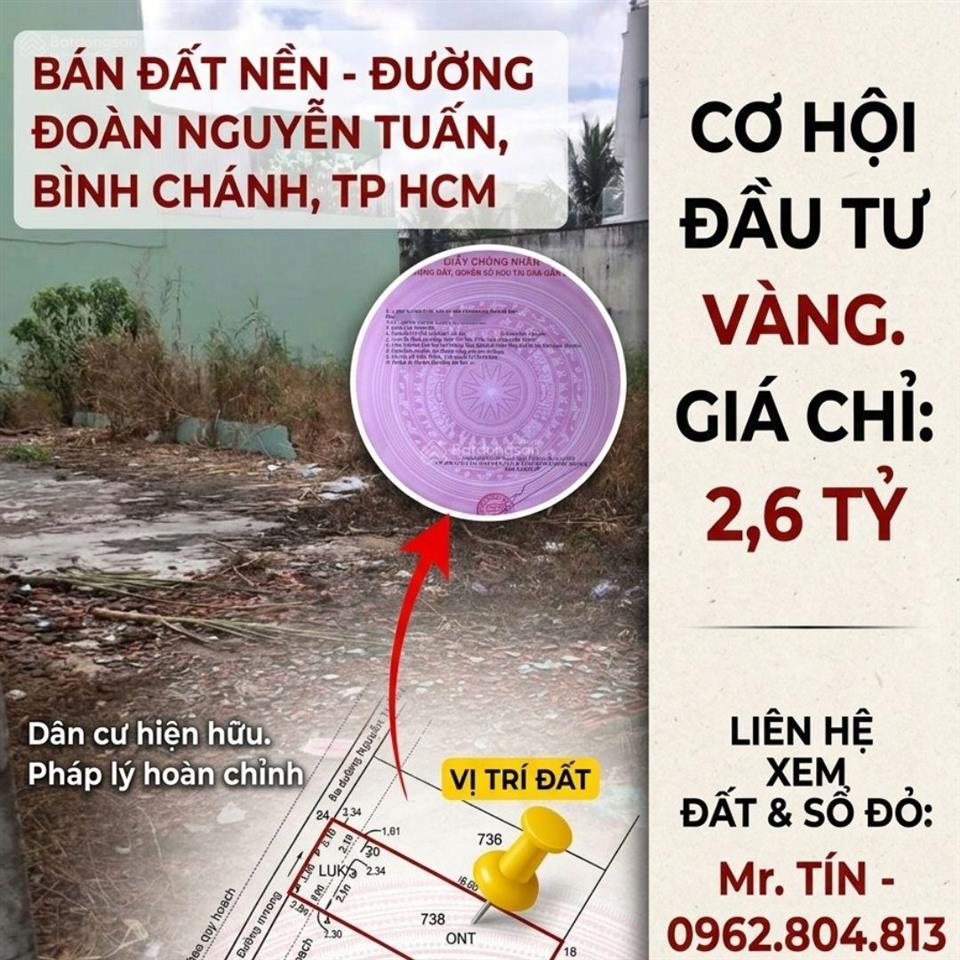 Huyện bình chánh, tp.hcm. bán nền đoàn nguyễn tuấn  2,6 tỷ