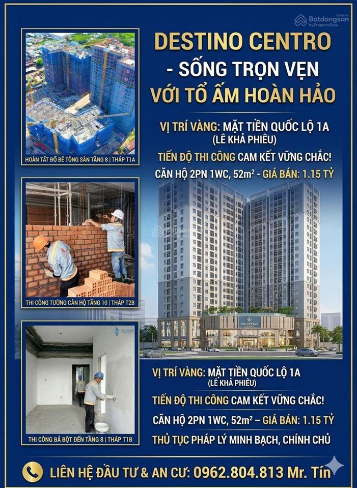 Cơ hội chỉ có một căn duy nhất 1.15 tỷ/căn 2pn 1wc vị trí mặt tiền đường ql1a (destino central)