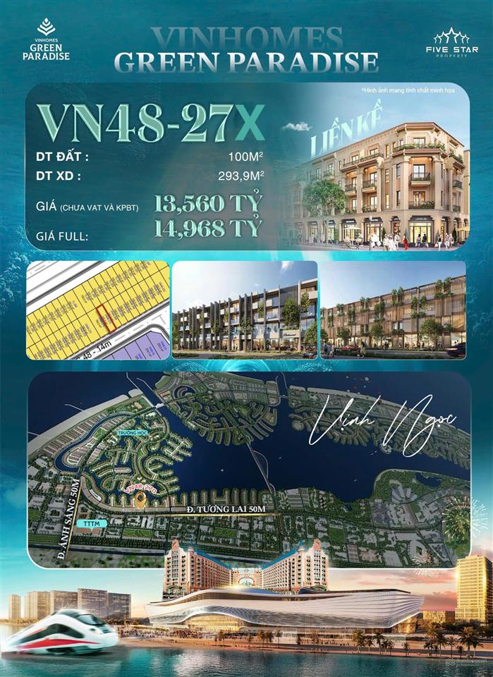 Bán nhà phố green paradise, cần giờ. vị trí đẹp, giá tốt. giá chỉ 13,5tỷ/căn.  ms các 0902 659 ***
