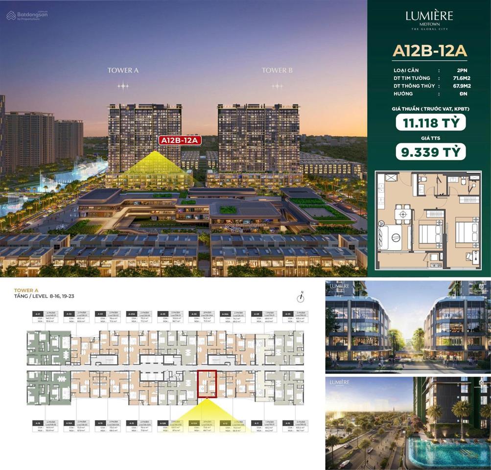 Bán căn hộ 2pn, lumiere midtown, view tttm, global city q2.view đẹp, giá tốt. ib vân các 0902 659 ***