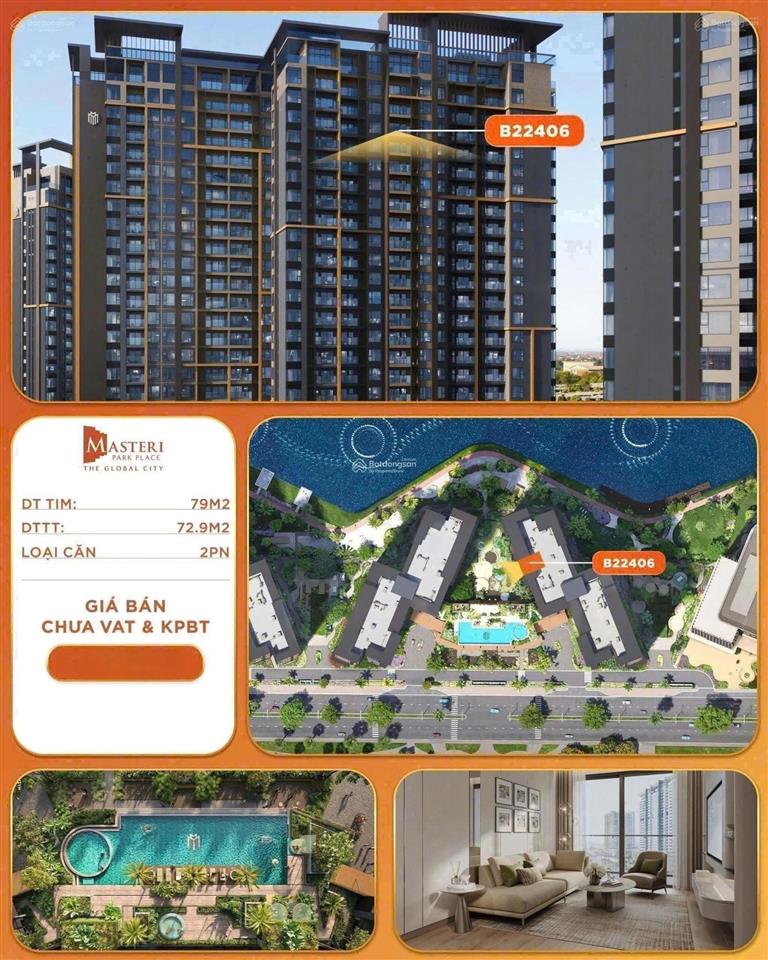 Chính chủ cần bán gấp căn 2pn, masteri park place, global city. tầng 22, view thoáng, đẹp, giá tốt