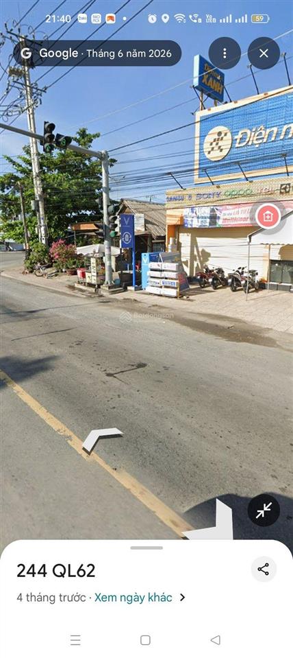 Lô đất góc ngã tư mỹ phú  mặt tiền ql62  có sẵn nhà xưởng  kinh doanh ngay