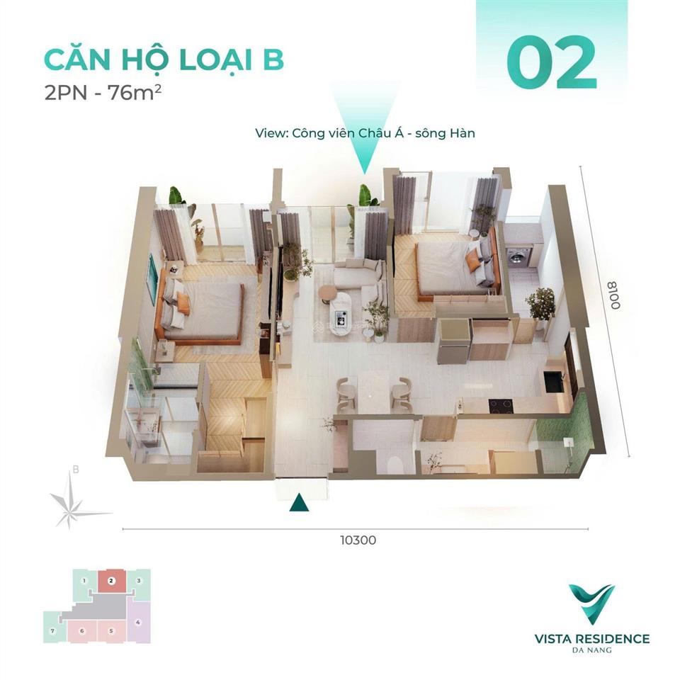 Siêu hot  căn 2pn 76m2  4.5 tỷ full nội  bàn giao t5/2026  dt cho thuê 25tr/ tháng