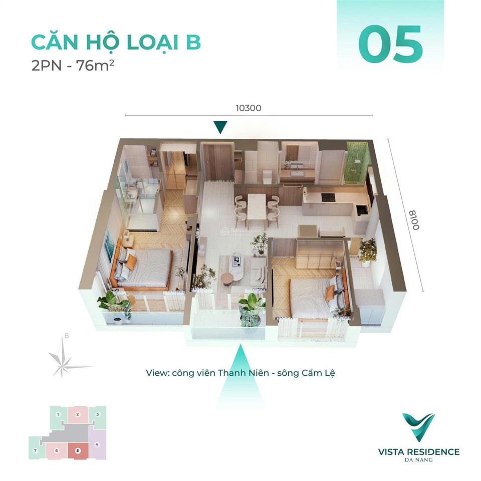 Siêu hot  căn 2pn 76m2  4.5 tỷ full nội  bàn giao t5/2026  dt cho thuê 25tr/ tháng