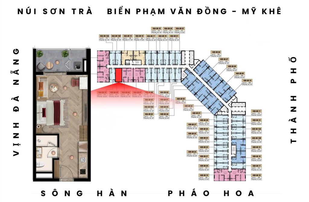 1,7 tỷ  30m² căn studio  view trực diện biển mỹ khê  cho thuê 18tr/tháng  sun group