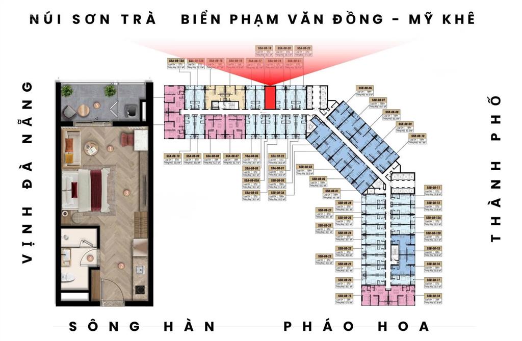 1,7 tỷ  30m² căn studio  view trực diện biển mỹ khê  cho thuê 18tr/tháng  sun group