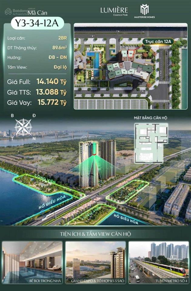 Bán căn 3 pn 89,6m2 thông thủy căn góc view hồ 27ha hướng đông nam vị trí đẹp tiện ích đẳng cấp