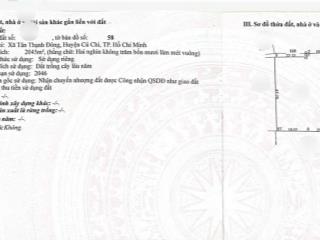 Cần bán 2045m2 đất trồng cây lâu năm, tân thạnh đông, củ chi giá 1tỷ700