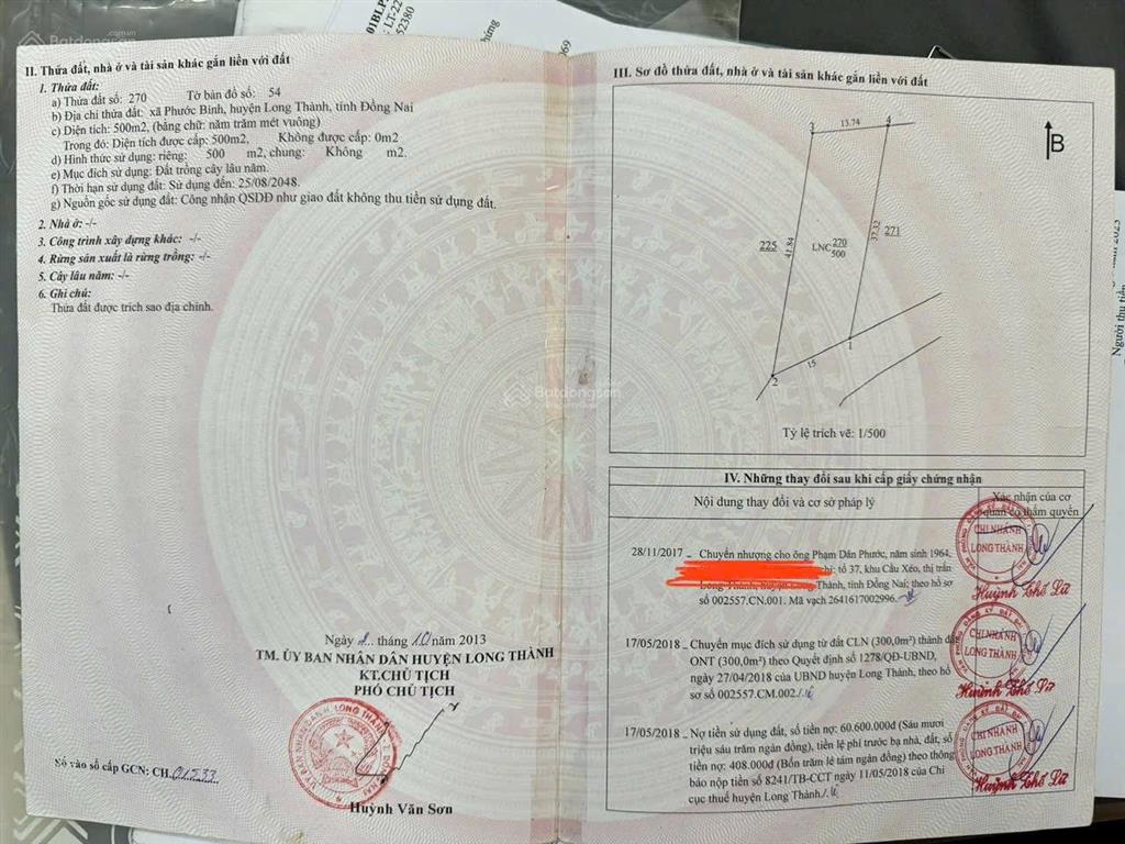 Bán đất xã phước thái  tiềm năng đầu tư sinh lời cao