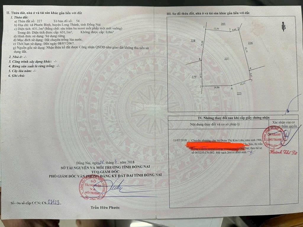 Bán đất xã phước thái  tiềm năng đầu tư sinh lời cao