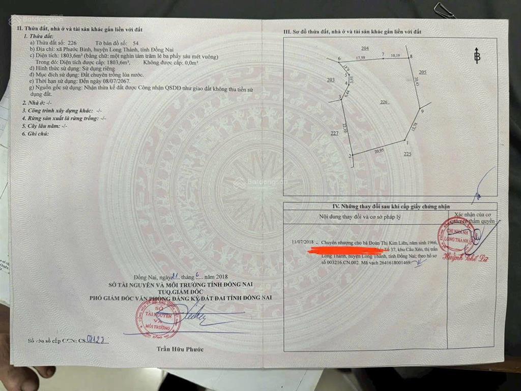 Bán đất xã phước thái  tiềm năng đầu tư sinh lời cao